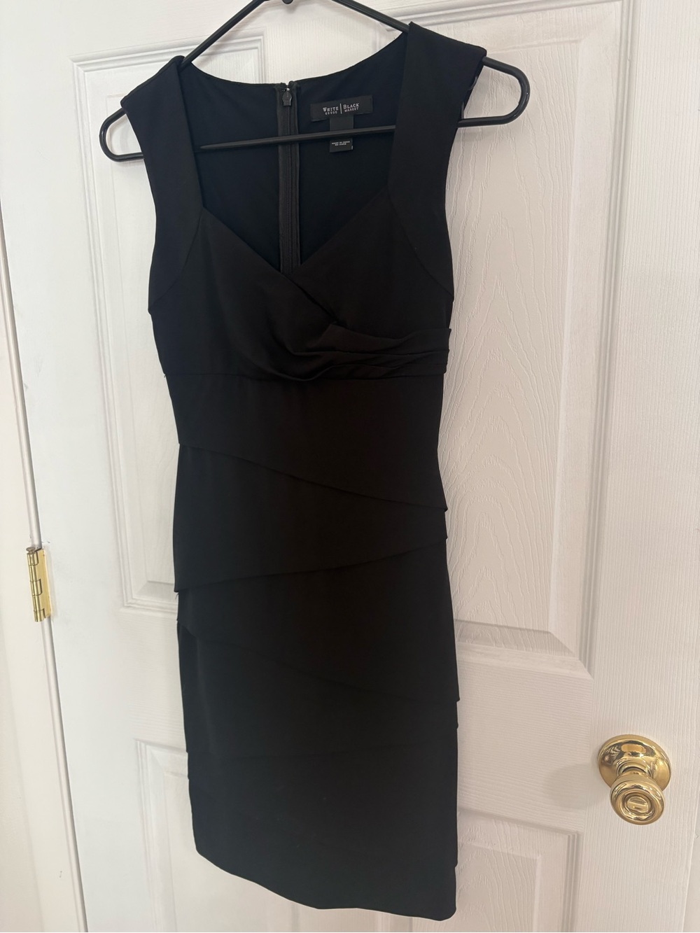 White House Black Market Black Sleeveless V-Neck Midi Dress